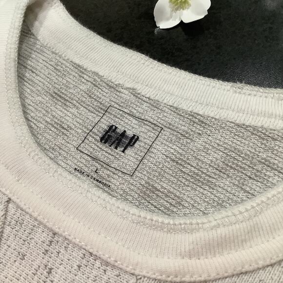 GAP Dorito Long Sleeve 100% Cotton Slub Thermal Boyfriend Sweatshirt in Snow Cap - Picture 11 of 12